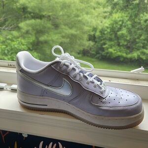 Nike Lavender and White Air Force 1 Sneakers